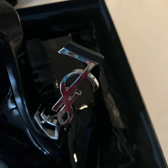 Saint Laurent Black Ankle Boots with Silver Heel - Picture 15 of 15